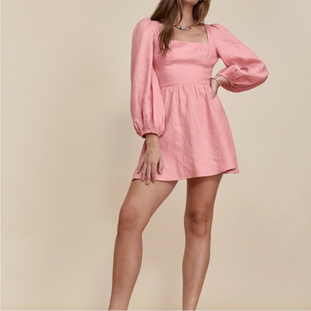 Reformation Brodie Linen Dress carnation Pink Size 10